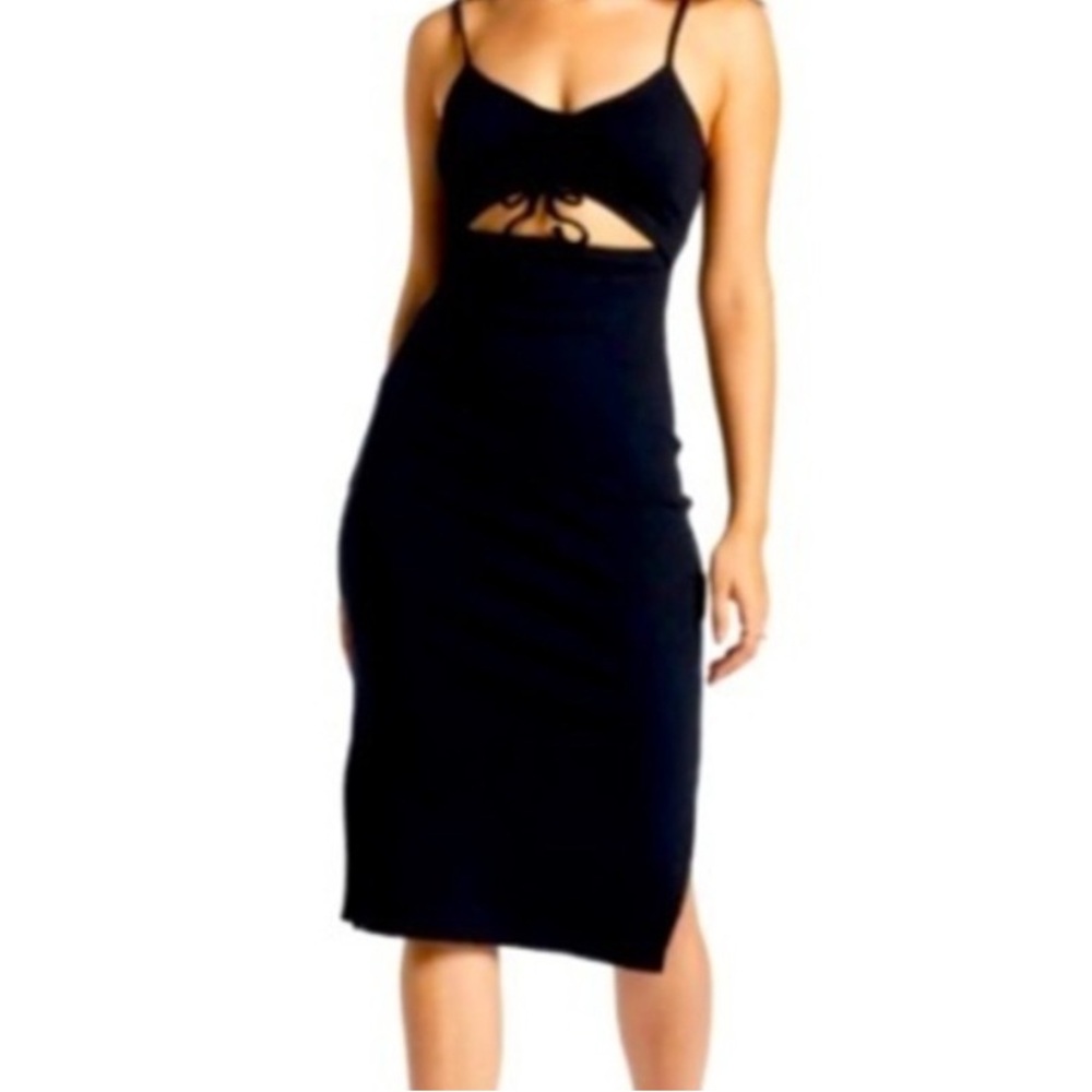 Roxy‎ black ribbed cut out dress size small